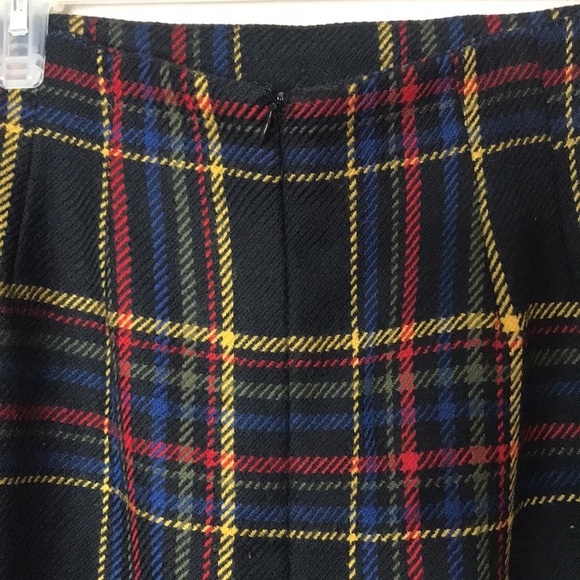 Classic clueless 100% wool tartan plain mini skirt size 10p - Picture 7 of 11